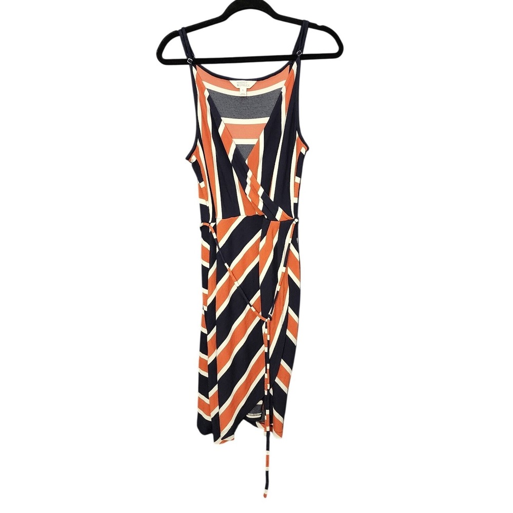 Market & Spruce Wrap Dress Womens XL Blue Orange Striped Sleeveless